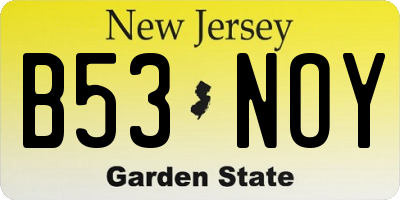 NJ license plate B53NOY