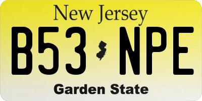 NJ license plate B53NPE