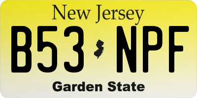 NJ license plate B53NPF