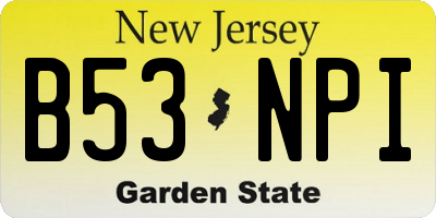 NJ license plate B53NPI