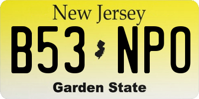 NJ license plate B53NPO