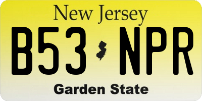NJ license plate B53NPR