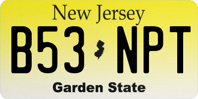 NJ license plate B53NPT