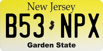 NJ license plate B53NPX