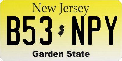 NJ license plate B53NPY