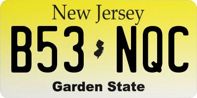 NJ license plate B53NQC