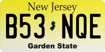 NJ license plate B53NQE