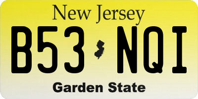 NJ license plate B53NQI