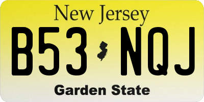 NJ license plate B53NQJ