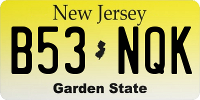 NJ license plate B53NQK