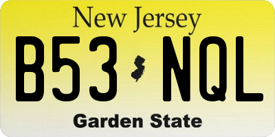 NJ license plate B53NQL