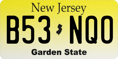NJ license plate B53NQO