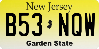 NJ license plate B53NQW