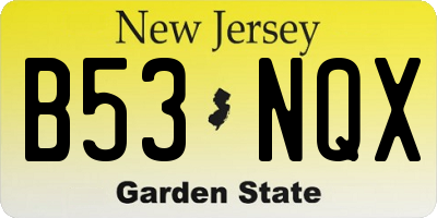 NJ license plate B53NQX