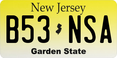 NJ license plate B53NSA