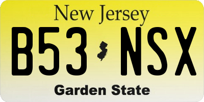 NJ license plate B53NSX