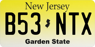 NJ license plate B53NTX