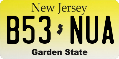 NJ license plate B53NUA