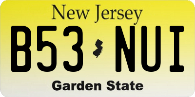 NJ license plate B53NUI