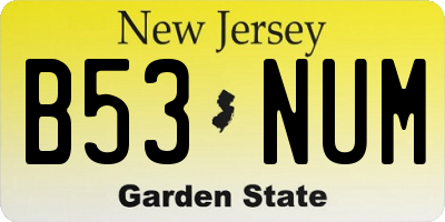 NJ license plate B53NUM