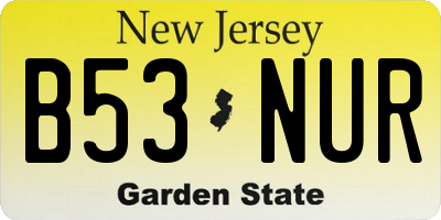 NJ license plate B53NUR