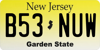 NJ license plate B53NUW