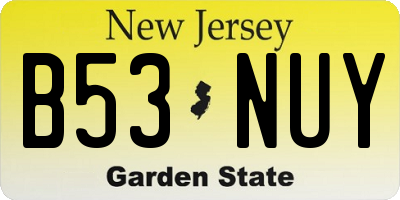 NJ license plate B53NUY
