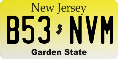 NJ license plate B53NVM