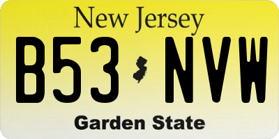 NJ license plate B53NVW