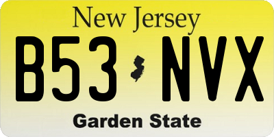 NJ license plate B53NVX