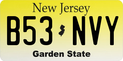 NJ license plate B53NVY