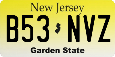 NJ license plate B53NVZ
