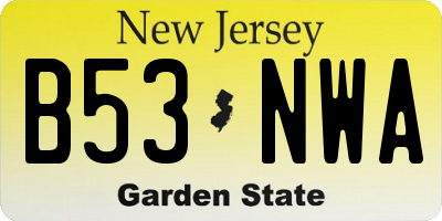 NJ license plate B53NWA