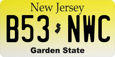 NJ license plate B53NWC