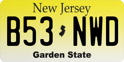 NJ license plate B53NWD