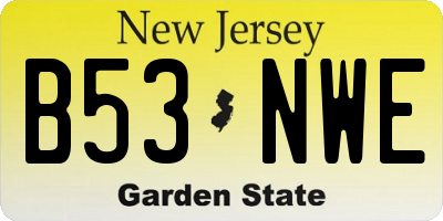 NJ license plate B53NWE
