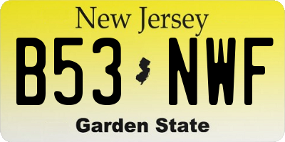 NJ license plate B53NWF