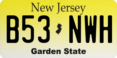 NJ license plate B53NWH