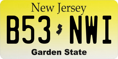 NJ license plate B53NWI