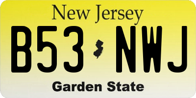 NJ license plate B53NWJ