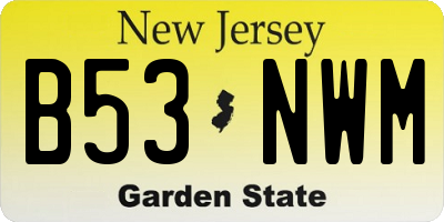NJ license plate B53NWM