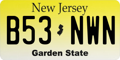 NJ license plate B53NWN