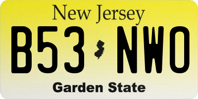 NJ license plate B53NWO