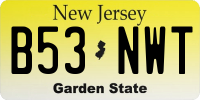NJ license plate B53NWT