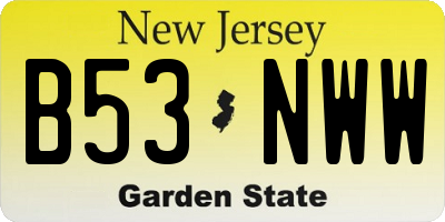 NJ license plate B53NWW