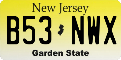 NJ license plate B53NWX