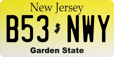 NJ license plate B53NWY
