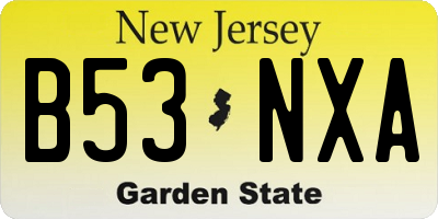 NJ license plate B53NXA