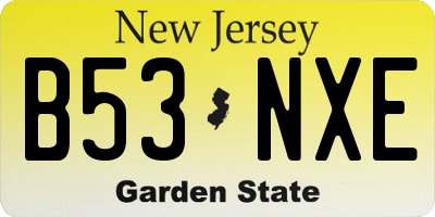 NJ license plate B53NXE