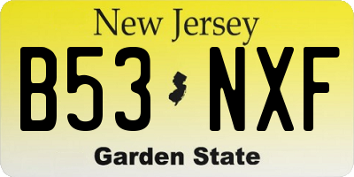 NJ license plate B53NXF